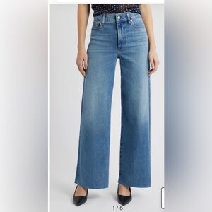 Le Slim Palazzo Raw Hem High Waist Wide Leg Jeans